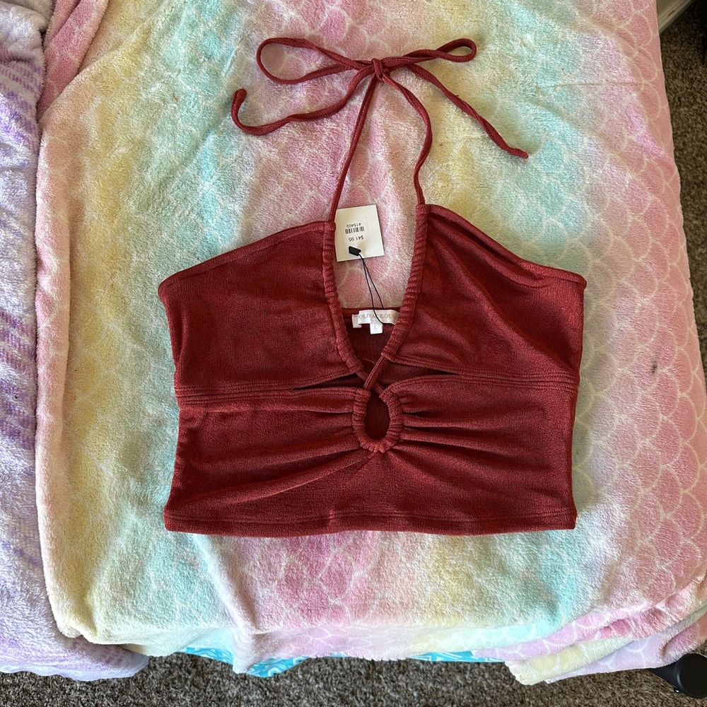 Red cut out top